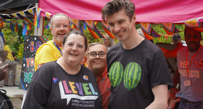 LEVEL LGBTQ+ domestic abuse support team at  at Pride